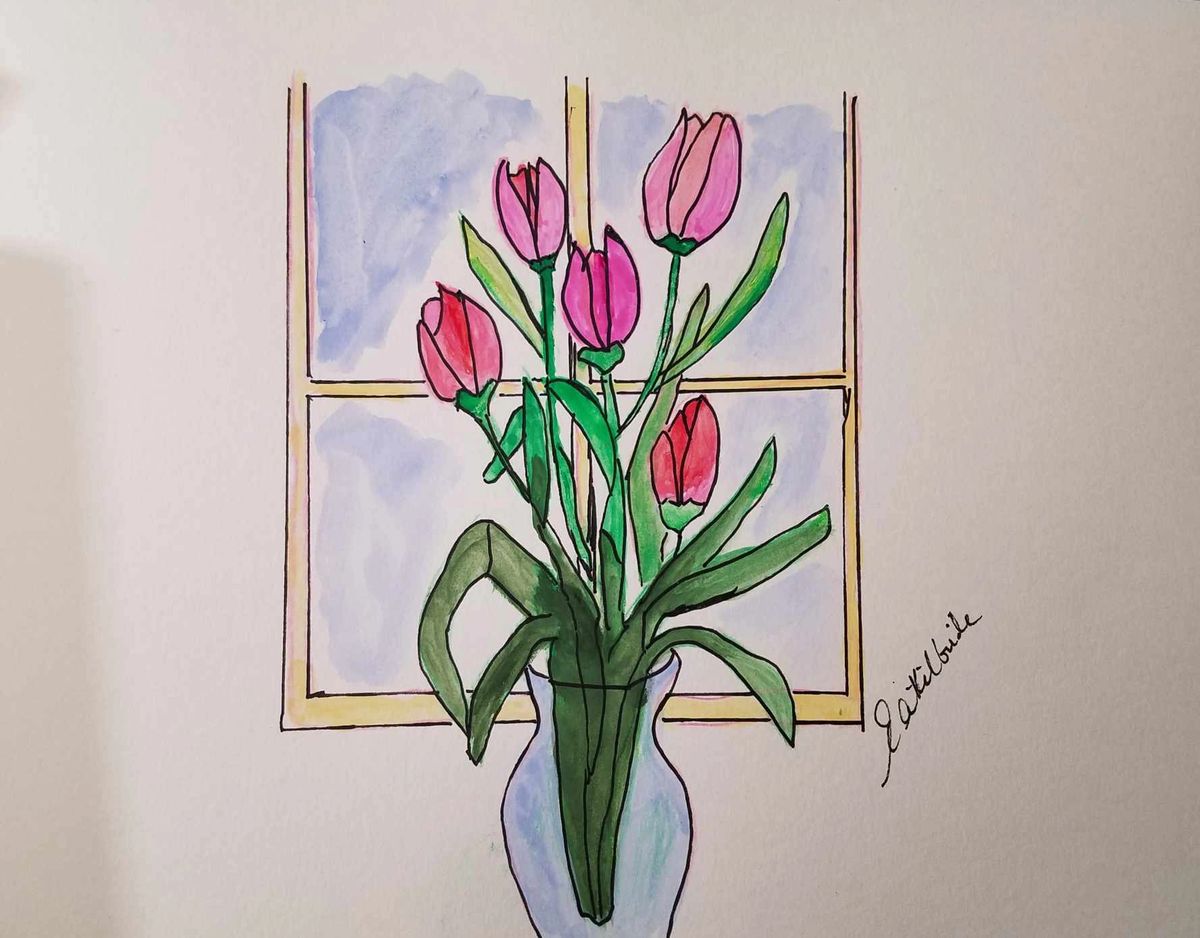 Tulips by the window